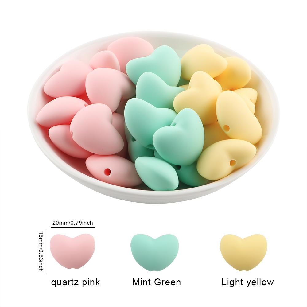 Kovict 21pcs Silicone Beads Heart Shape Charm For Jewelry Making Necklace Bracelets Accessories