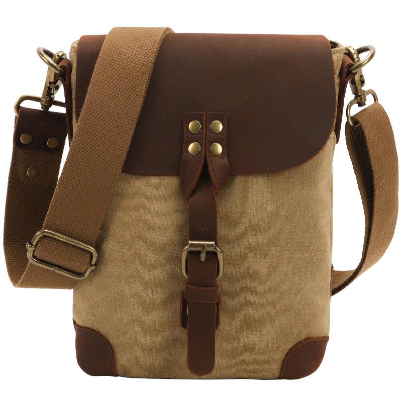 

Origin Men s casual canvas satchel shoulder diagonal span bag Outdoor portable messenger bag Versatile messenger 8inch хаки