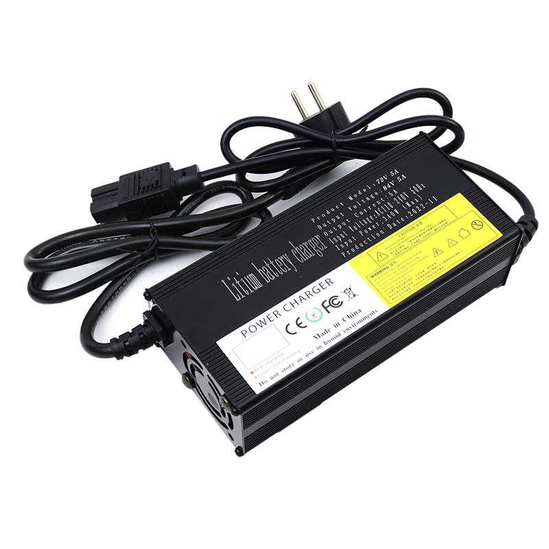 72V 5A 8A 10A 12A 15A 20A Lithium Battery Charger 110V/220V With Fan For 20S 84V E-motorcycle Cells Fast Charging Aluminum Shell