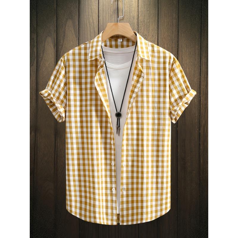Modieus casual geruit kortarmig overhemd met knopen voor heren voor lente en herfst