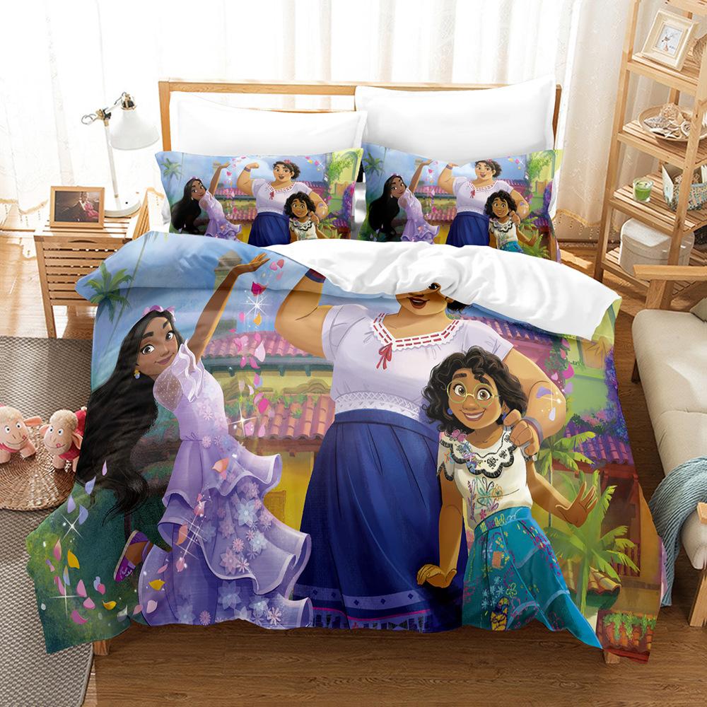 Magical Anime Girl Printed Bedding Set,1 Duvet Cover and 1/2*Pillowcase 2pcs, Without Core, Suitable for Bedrooms or Guest Rooms