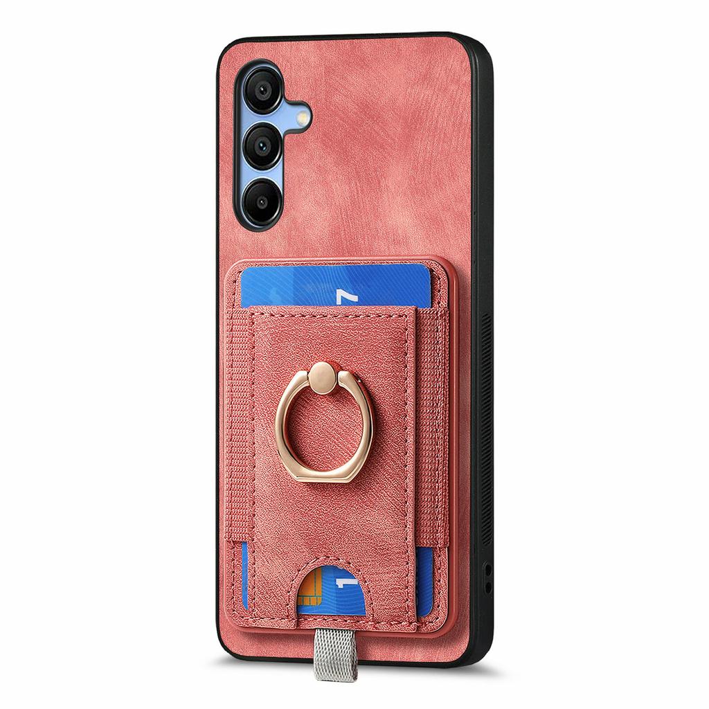 For Samsung Galaxy A16 4G/5G Magnetic Case Card Holder Ring Kickstand PU Leather Phone Back Cover