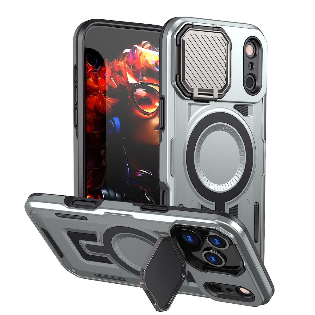 Applicable To iPhone17ProMax Aegis Mobile Phone Case Apple 16Pro Magnetic Suction 15 Bracket 14 Protective Case