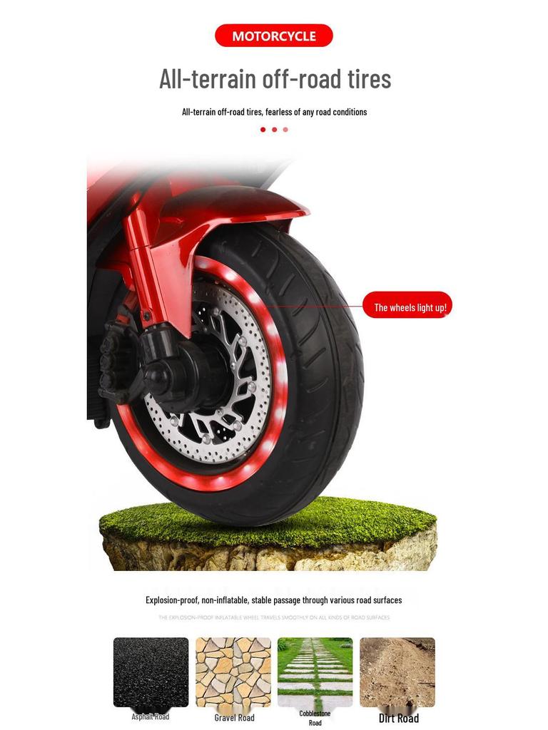Children's Double-Sized Rechargeable Two-Wheeled Electric Motorcycle with Music