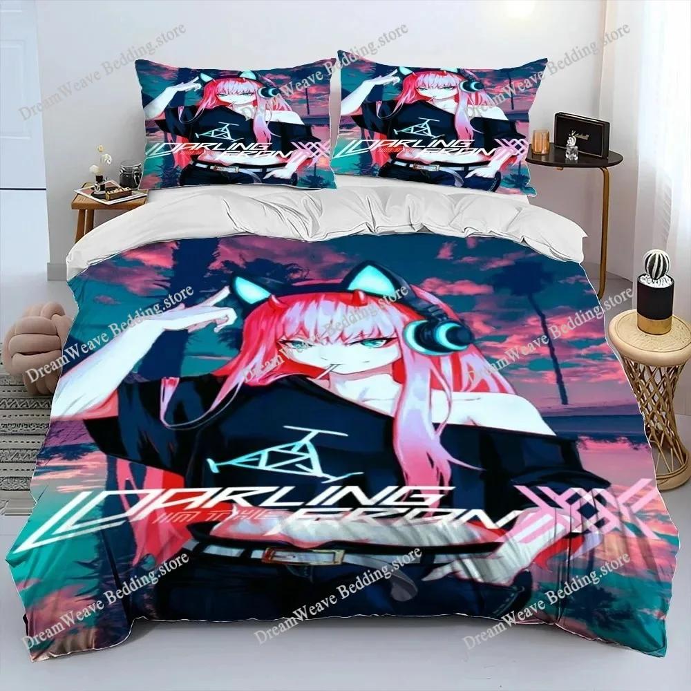 Zero Two (Darling in The FranXX) 002 Bedding Set Single Twin Full Queen King Size Bed Set Aldult Kid Bedroom Duvet Cover Sets