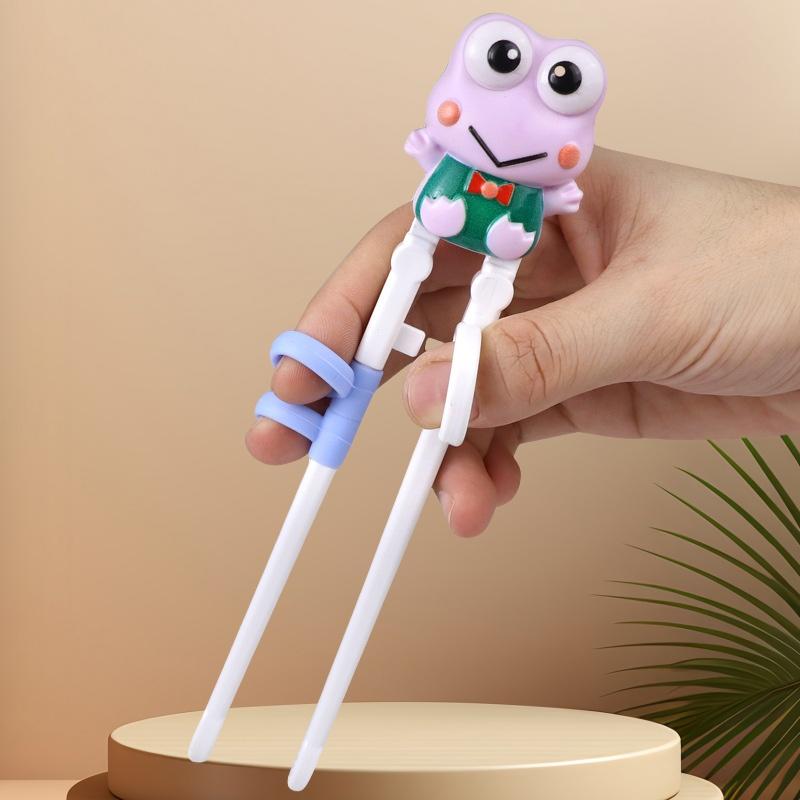 1 Pair Baby Safty Learning Chopsticks Cartoon Animal Head Children Eating Training Chopsticks Reusable Tableware
