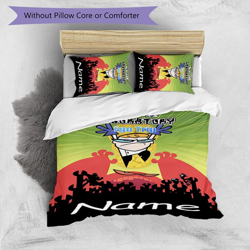 3pcs Custom Name Dexter's Laboratory Bedding Set Duvet Cover Closure Includes 1 Duvet Cover & 2 Pillowcases for All Seasons Bedroom Decor