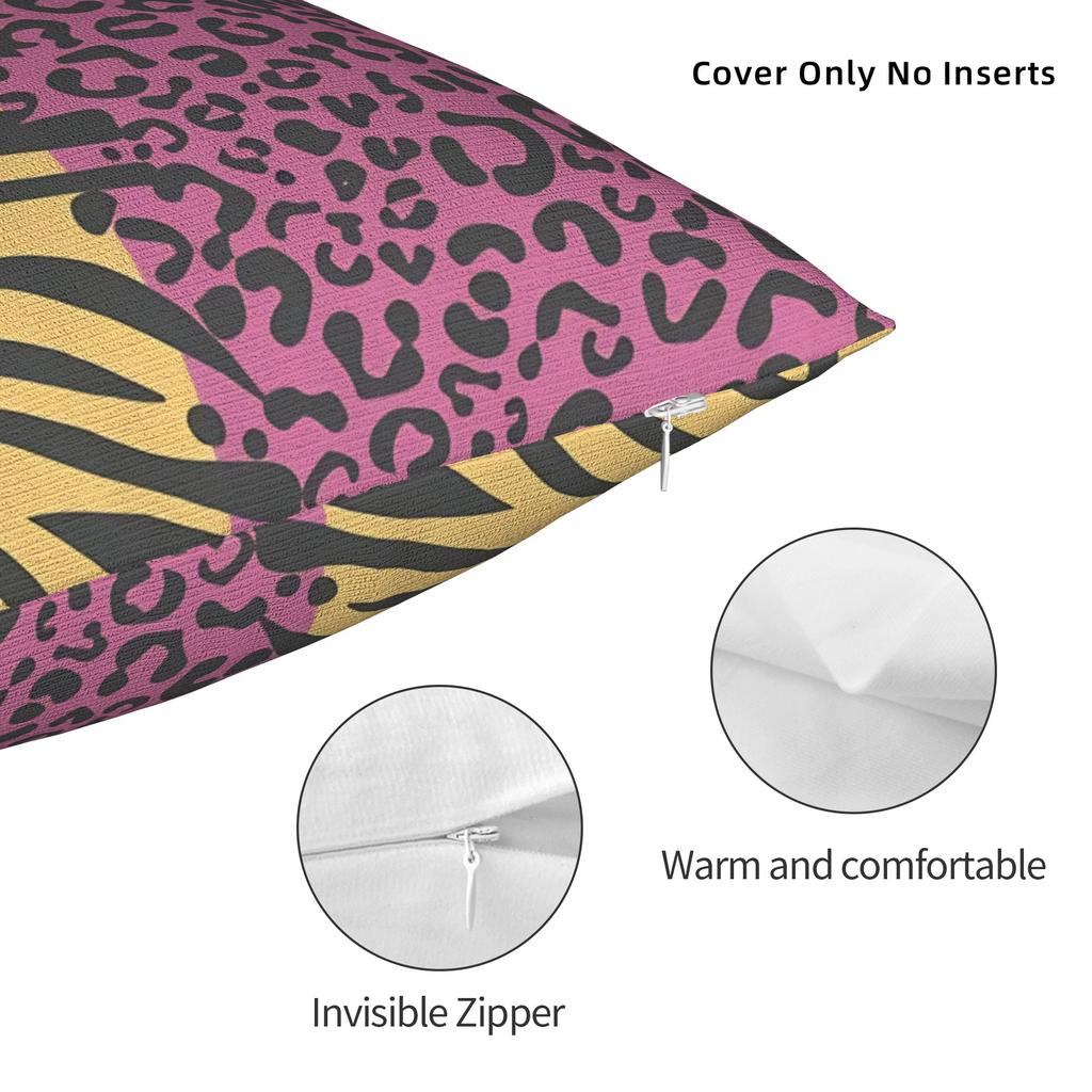 Zebra Leopard Pattern Pillow Case Soft Pillow Cover Vintage Pillowcases For Living Room Chair