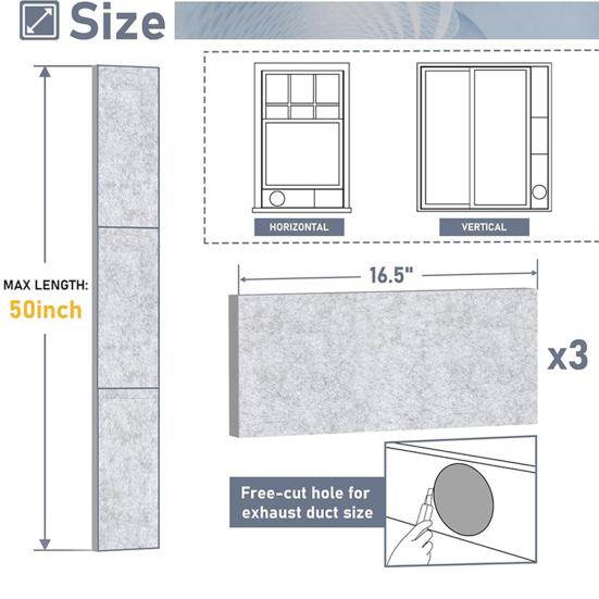 3Pcs Insulated Foam Panels Portable AC Window Seal Kit Universal Fit