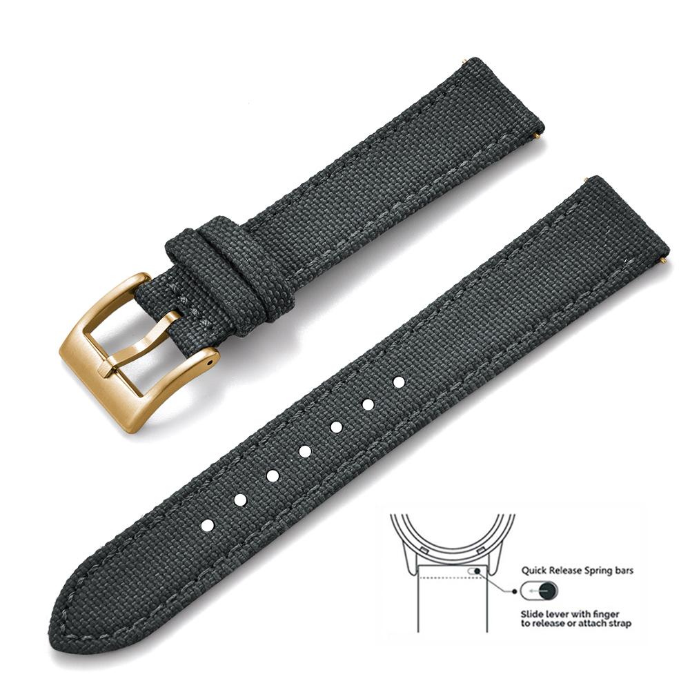 2025 Novo Pulseira de Lona de Nylon de Liberação Rápida de 18/20/22mm Para Samsung Galaxy Watch Huawei GT4 Pulseira de Couro Militar Vintage