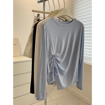 Irregular Long Sleeved Women's T-shirt Summer Comfortable Sunscreen Clothing Solid Color Slightly Transparent Ladies Top Clothing