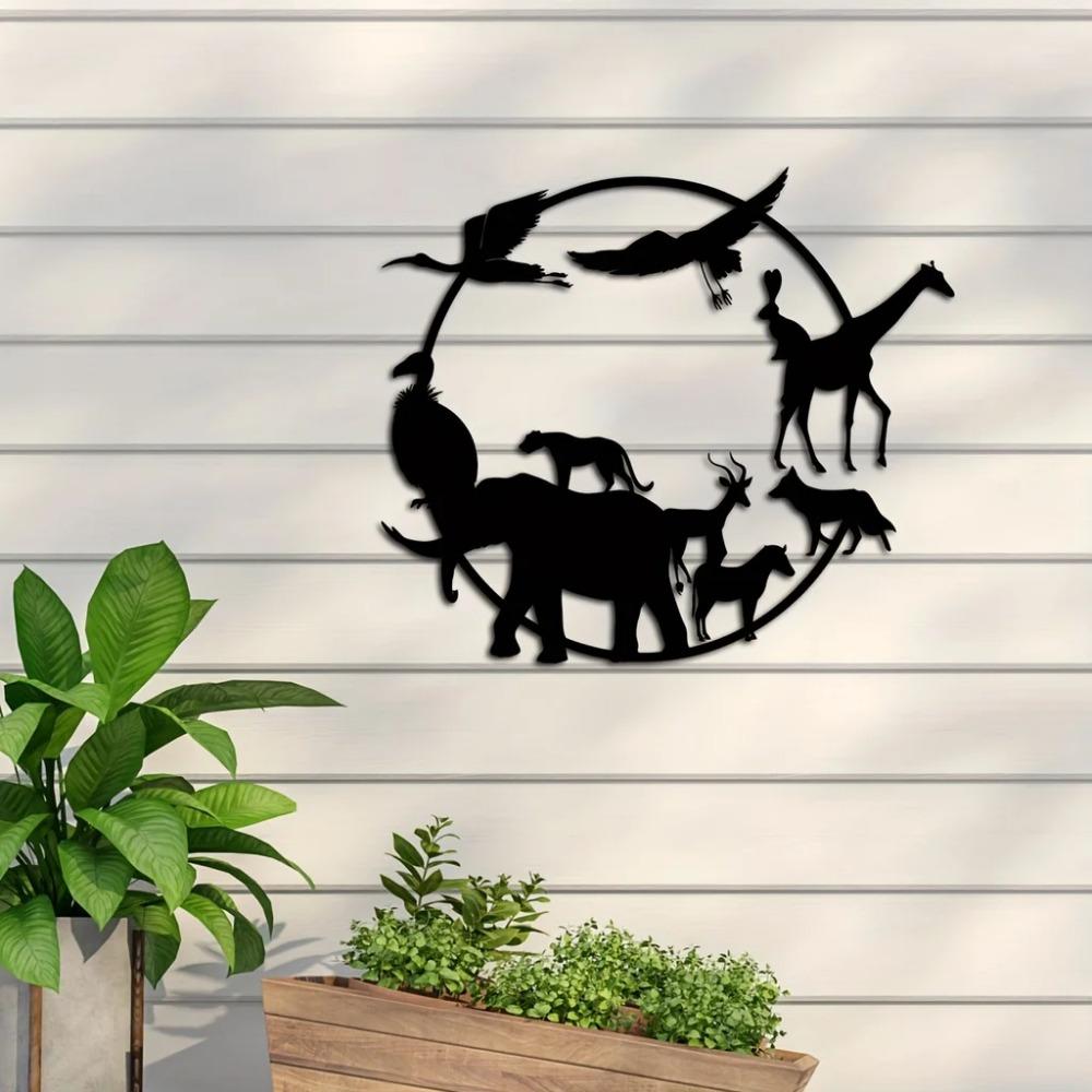 Wildlife Metal Wall Art – Animals Art Decor, kovové cedule pro divokou zvěř do obývacího pokoje, elegantní nástěnné závěsy a dekorace interiéru
