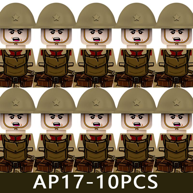 WW2 Military Soldier Figures Building Blocks Army Japanese Warrior Medical Nurse Officer Infantry Helmets UV Printed Bricks Toys