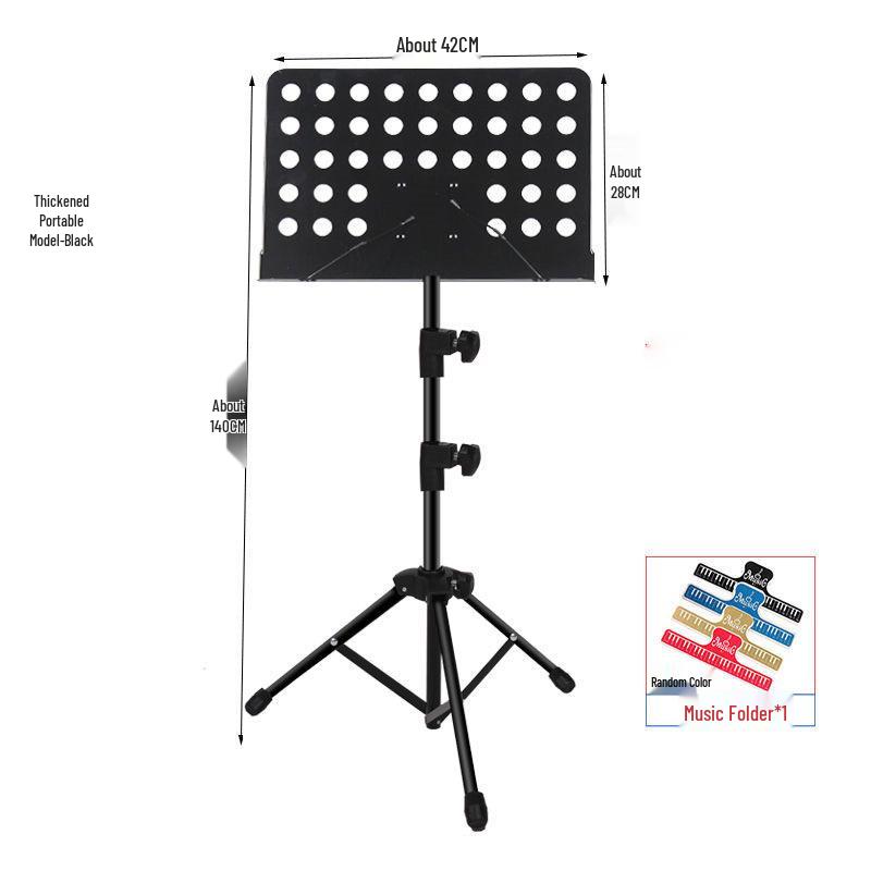 Bärbart hopfällbart höjdjusterbart notställ för gitarr, fiol, guzheng, erhu och mer