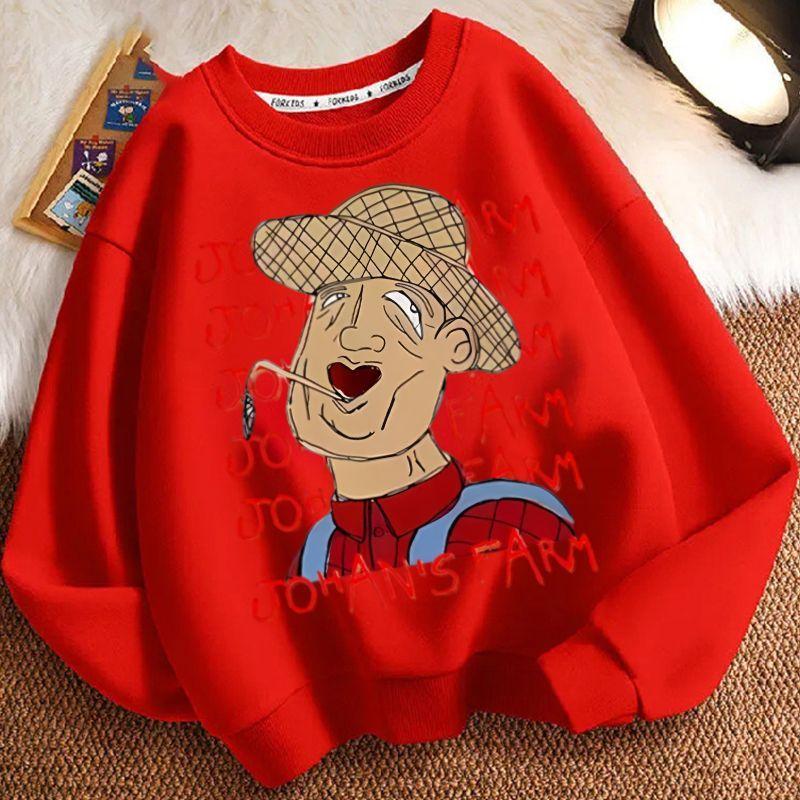 Children's Casual John's Farm Hoodies for Autumn and Winter, Fashionable Long-sleeved Hoodies for Boys and Girls