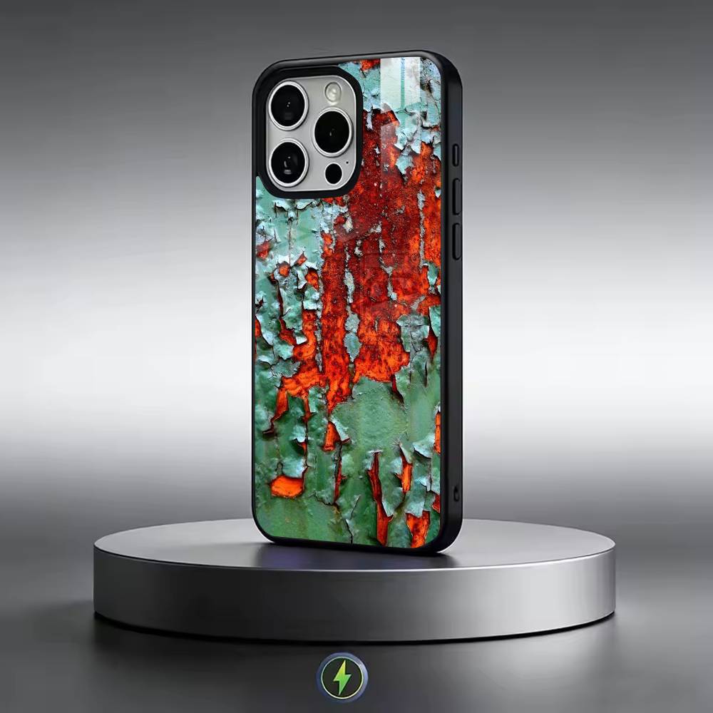 Retro Rost D-Design Handyhülle für iPhone 17, 16, 15, 14, 13, 12, 11 Plus, Pro Magnetisch mit Magsafe Kabelloses Laden