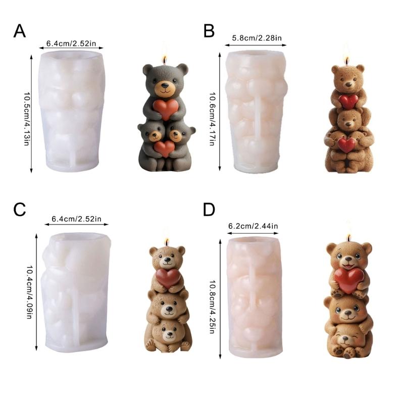Stackable Bear Silicone Mould For Household Candle Soap Plasters Craft Family Projects Reusable