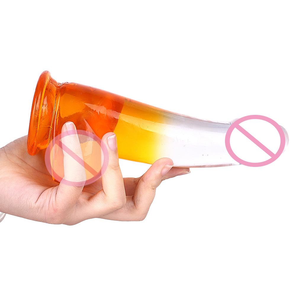 Transparent Two-Color Glass Dildo Simulation Female Masturbation Color Butt Plug Dildo Sexy Sex Product Hot Sale
