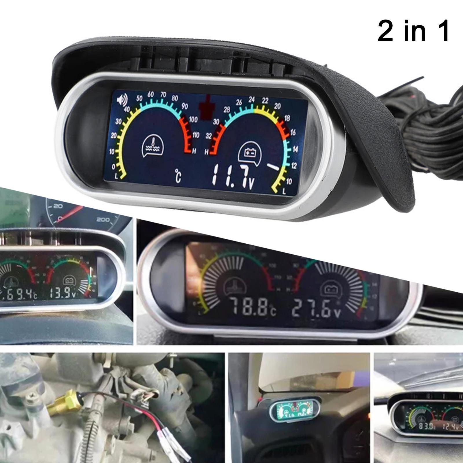 Digital Display Water Temp Gauge & Voltmeter for Vehicles with Sensor 12V/24V