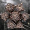 7 Pcs Yellow Eyes Metal Dice Solid Metal Polyhedral Dice Set Suitable for Role-Playing RPG  Board Game Dice Role-Playing RPG