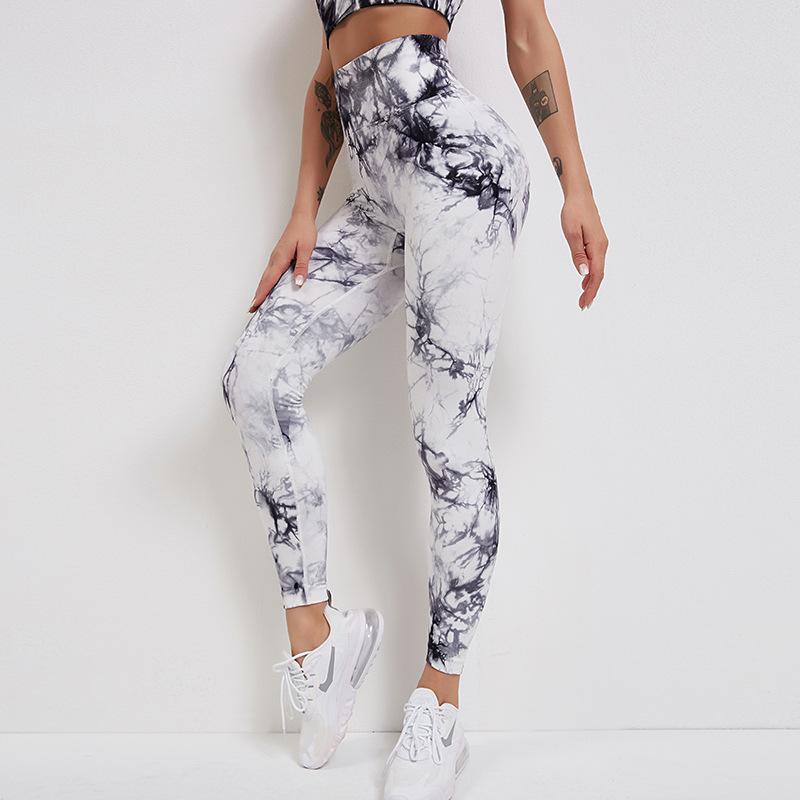 European & American Tie-Dye Seamless High-Waist Tummy Control Yoga Set