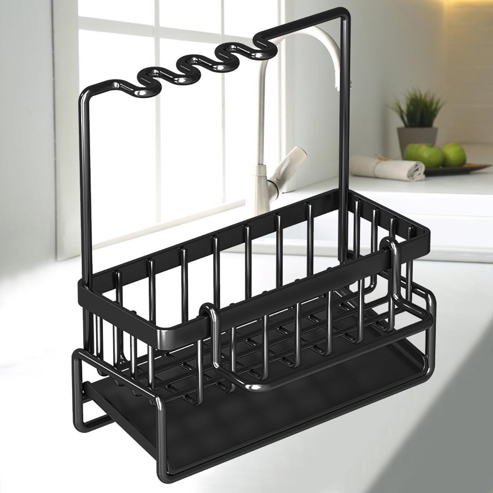 Multifunctional Sponge Holder with Self-draining Tray Sink Storage Countertop Organization Kitchen Sink Caddy Space Saver
