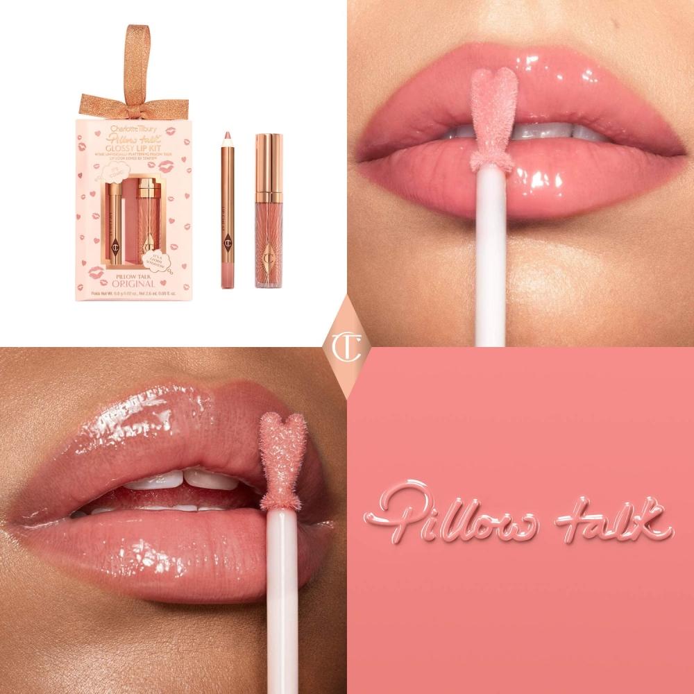 Charlotte Tilbury Mini Pillow Talk Glossy Lip Duos  Collagen Lip Bath 2.6ml   Lip Cheat 0.8g