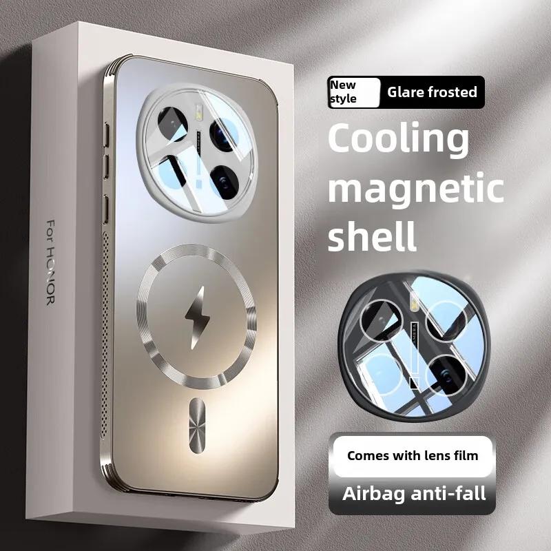 Magnetic Phone Case for Honor Magic 7 Pro, Heat Dissipation Matte Cover, Full Protection, Anti-Fall, Lens Protector