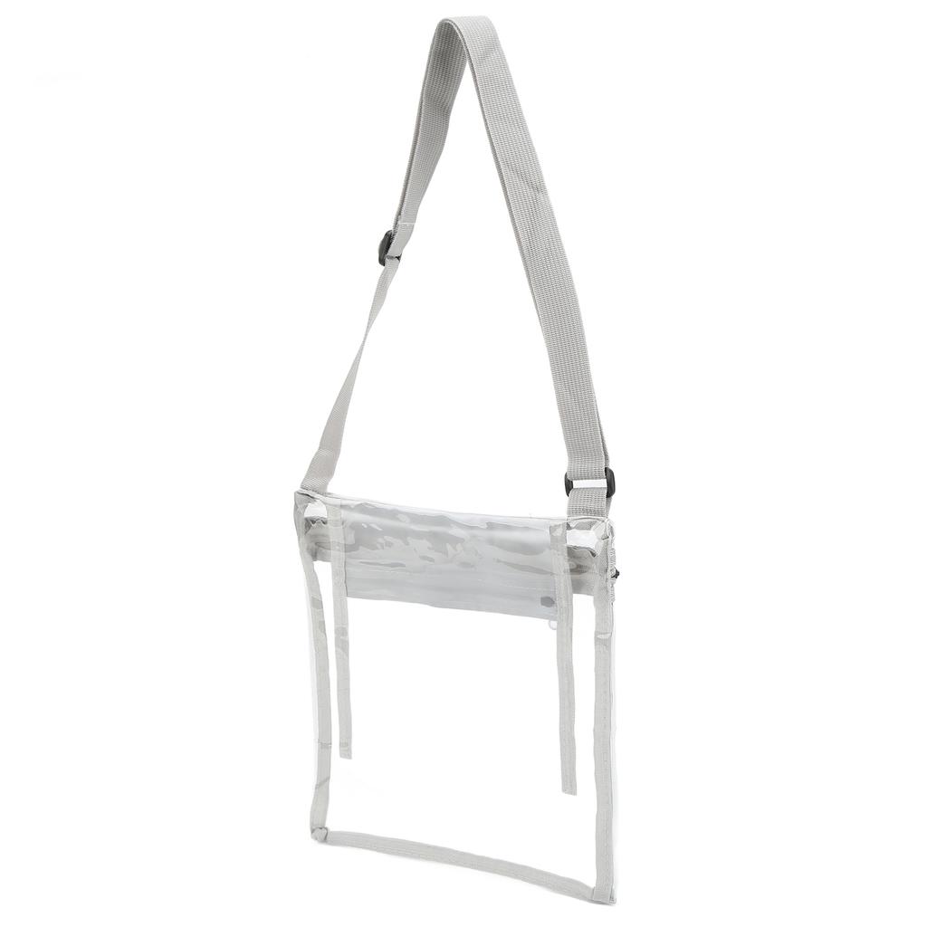 Transparent Messenger Bag with Adjustable Shoulder Strap and Inner Pocket for Sports Events Gray