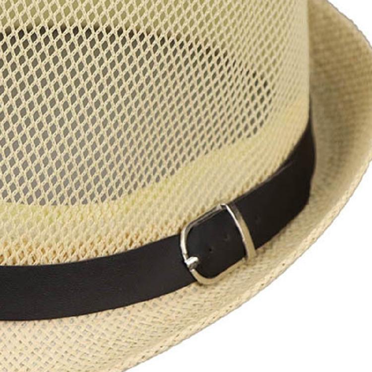 British Style Trilby Hat Straw Weaving Fedoras Hat for Gentlemen Camping Travel
