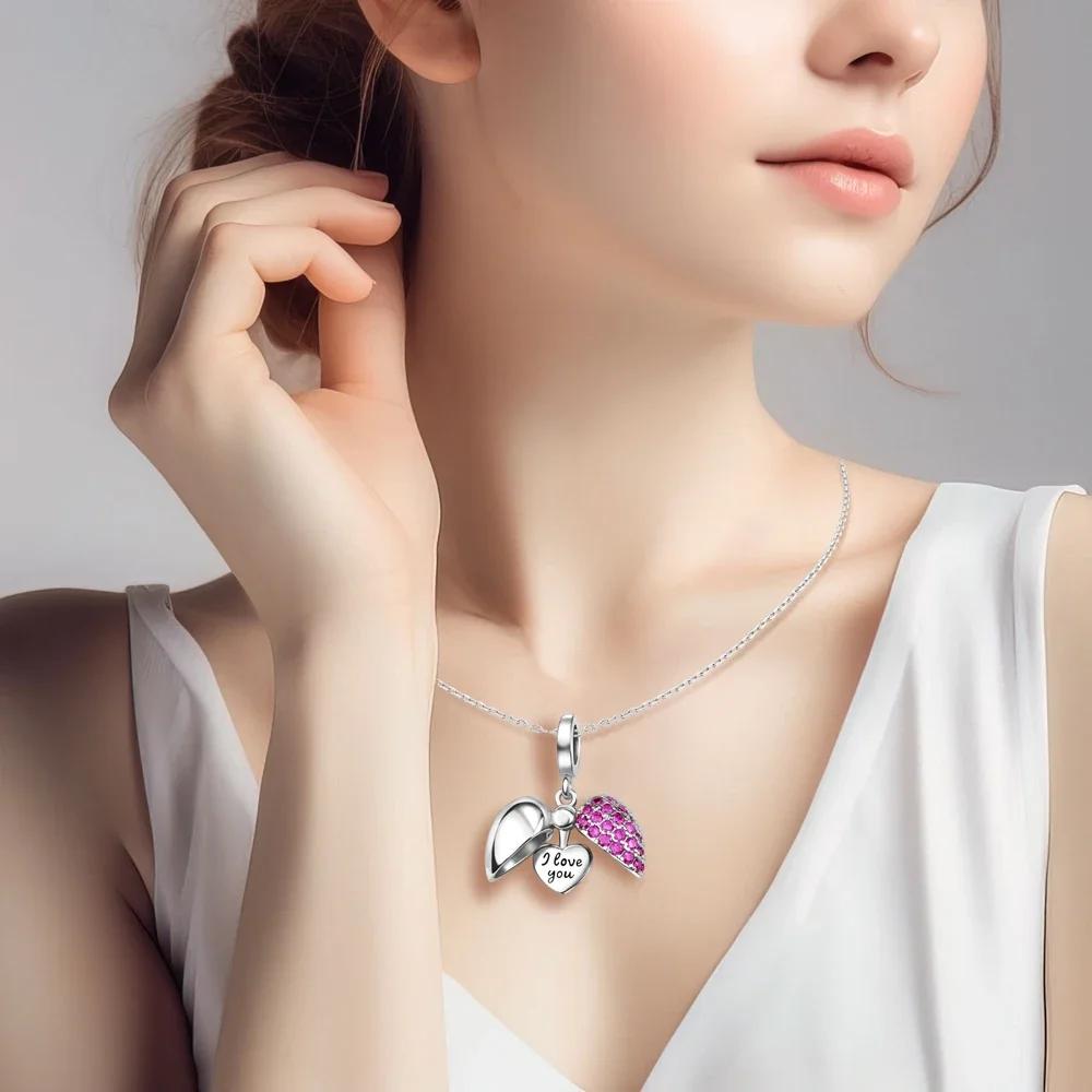 New Original Copper Colored Heart Shape Open And Close Charms Fit Pendant Bracelets Necklace Women Diy Fine Jewelry