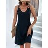 QICED Women's Fashion Summer Spring Solid Color Print V-Neck Sleeveless Casual Dresses