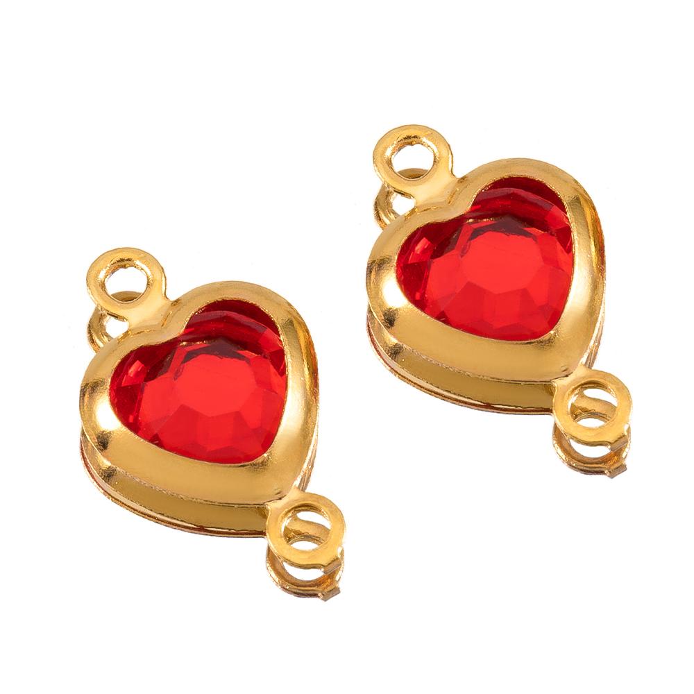 10pcs Glass Heart Pendants Base Stainless Steel Double Hole Colorful Crystal Charms Connector for DIY Necklace Jewelry Makings