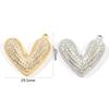1 Piece Brass Valentine's Day Charms Gold Plated Heart Micro Pave Clear Cubic Zirconia Pendants For DIY Necklace 29.5mm X 27mm