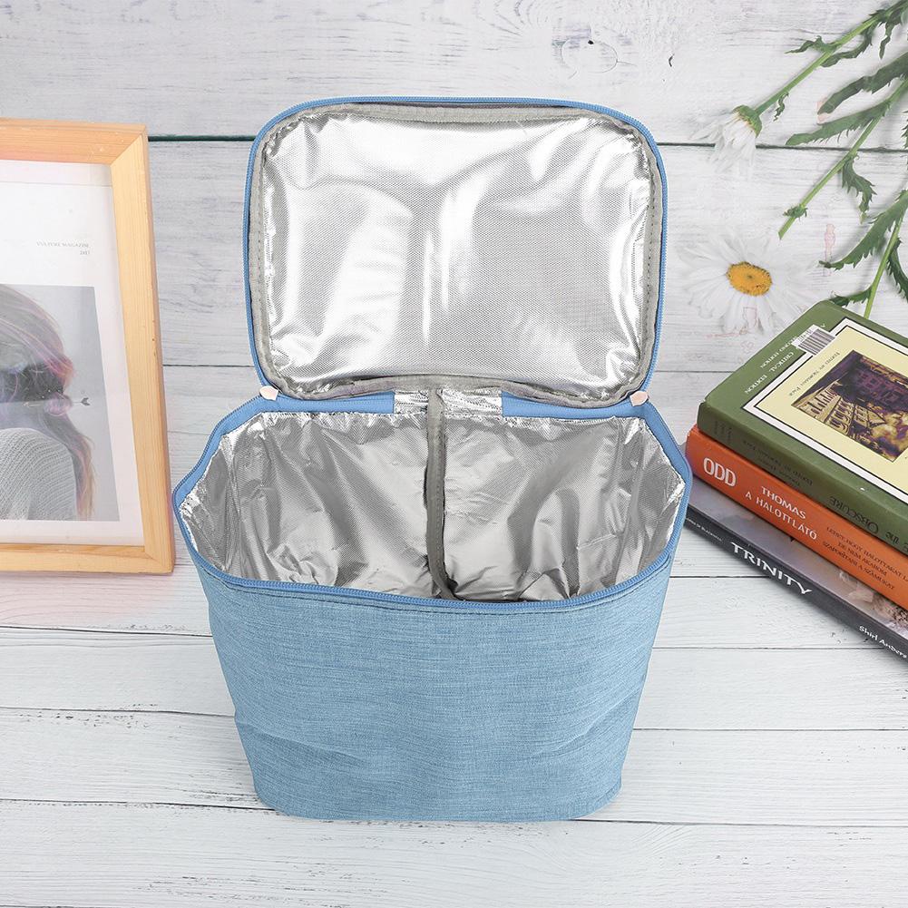 Portable Waterproof Zipper Thermal Lunchbox Food Container Storage Bag for Picnic Office OutdoorBlue