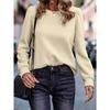 Autumn and Winter Women's Sweatshirt Round Neck Plaid Solid Color Temperament Elegant Casual Long Sleeve Top Sweatshirt