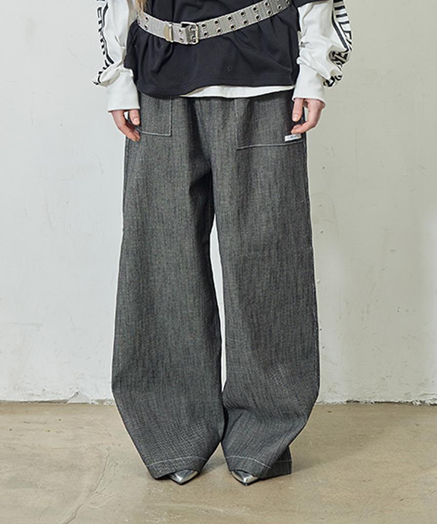 MUTTLETT Wide Denim Fatigue Pants / Black