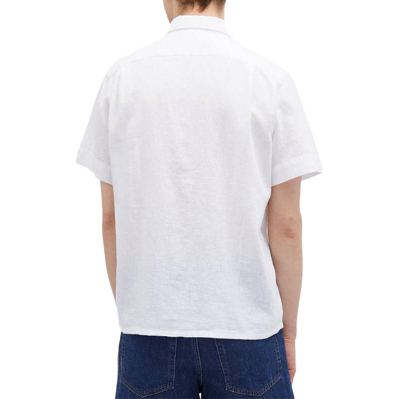 Polo Ralph Lauren Logo Ricamato Collo a Punta Monopetto Manica Corta Camicia Uomo Camicie Bianco 710934654-001