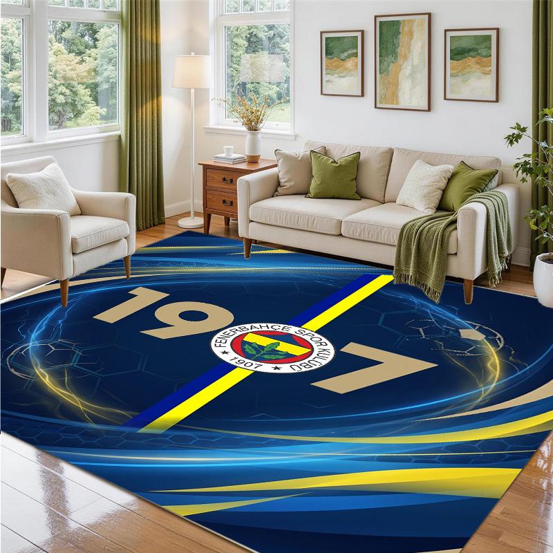 Fenerbahçe FC Design Crystal Velvet Rug Soft Decorative Mat for Bedroom Entrance