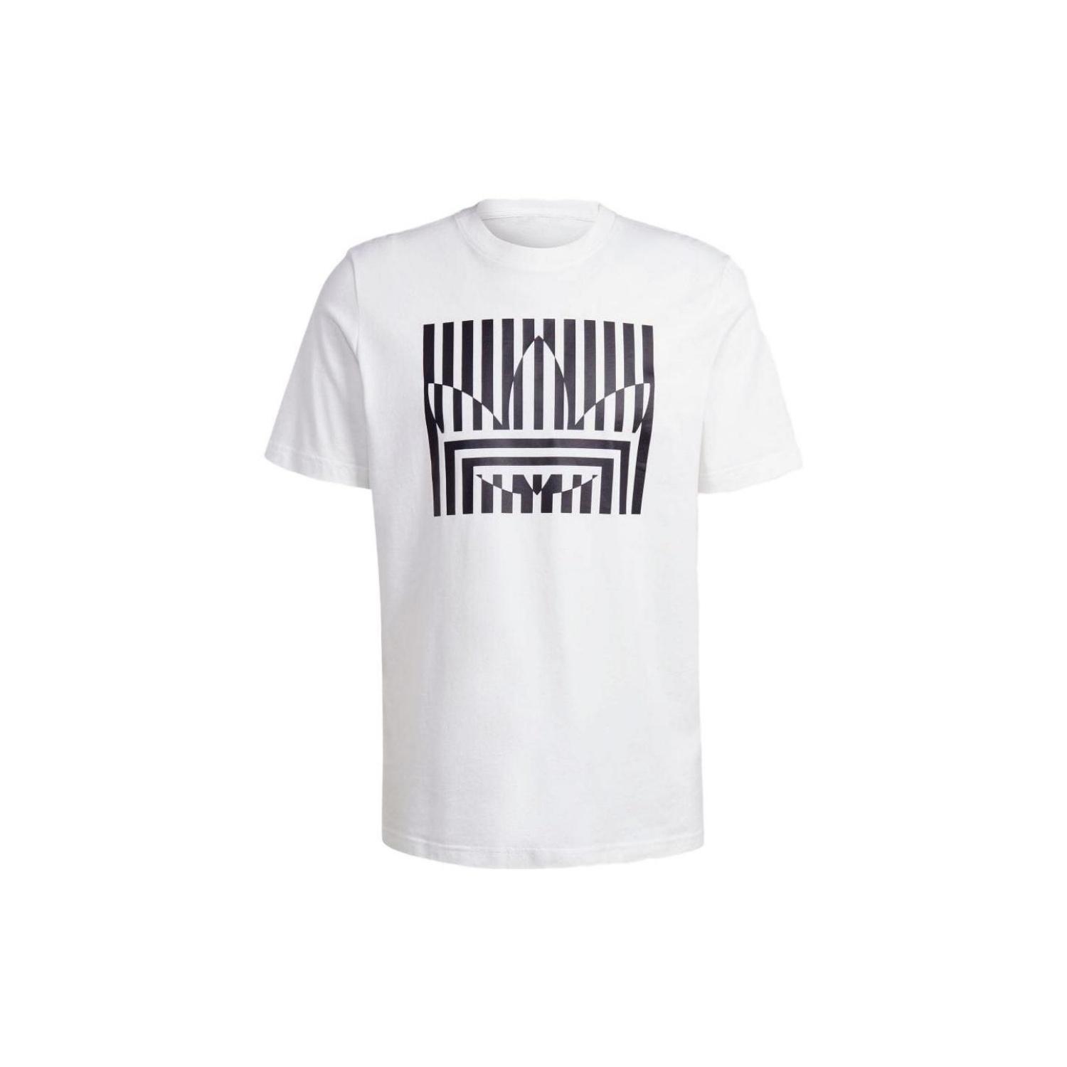 

adidas Originals Trefoil Striped Print Crew Neck Short Sleeve T-Shirt Men Tops White IB8708 XXXXXL