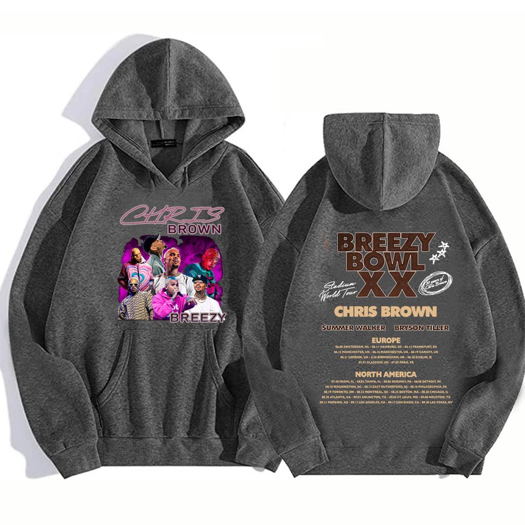 Chris Brown Breezy Bowl Tour 2025 Hoodie Man Woman Sweatshirt Harajuku Pullover Tops Fans Gift
