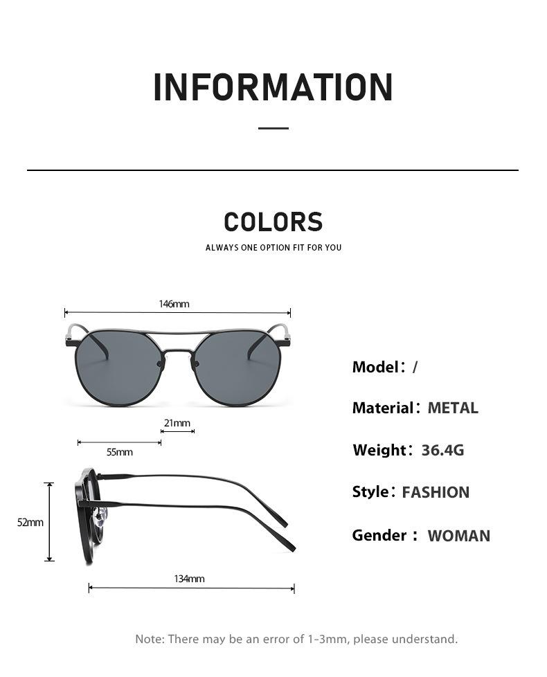 New Retro Oval Frame Glasses Metal Double Beam Pilot Sunglasses Men's High-end Driving Sun Protection Sunglasses