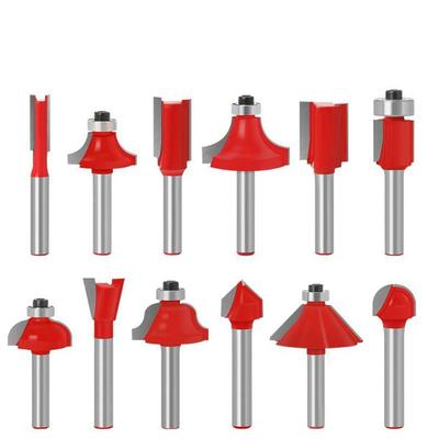 12 Stücke 6mm 1/4 zoll 8mm Schaft Holzbearbeitung Fräser Set Fräser für Holz Bündig Gerade Fase Trimmen Gravur Werkzeug