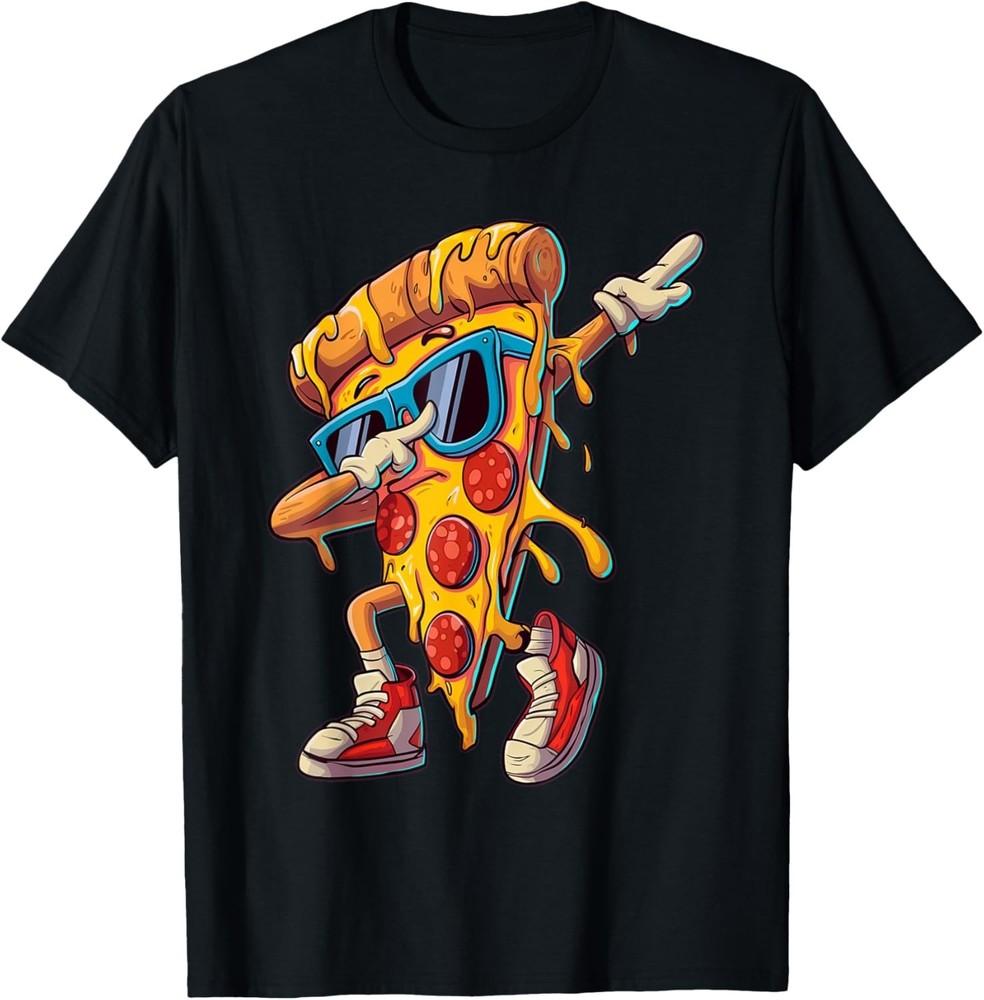 

Забавный графический принт с танцующим кусочком пиццы для любителей еды, унисекс футболка 3XL
