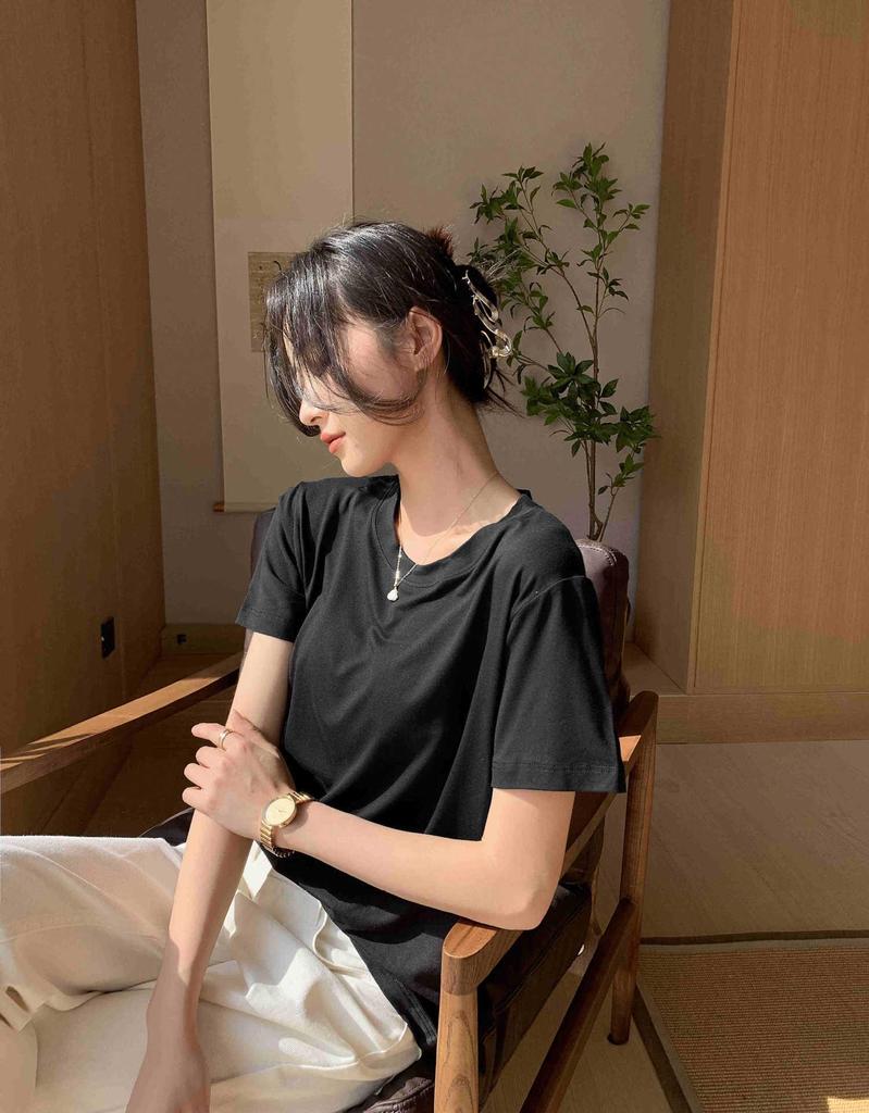 Damen Weißes V-Ausschnitt Kurzarm Sommer T-Shirt (2025), Lockere Passform, Unifarbe, Schlankes Unterhemd