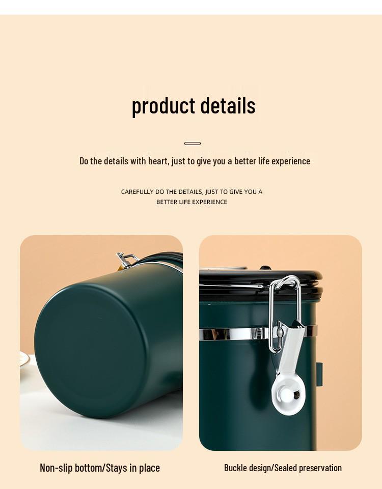 304 Stainless Steel Airtight Coffee Canister with Date Tracker and Exhaust Valve for Freshness