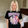 Tee Shirt Round Neck Short Sleeve Cartoon Anime Pattern Women T-shirt Loose Fit Breathable Casual Blouse Daily Wear