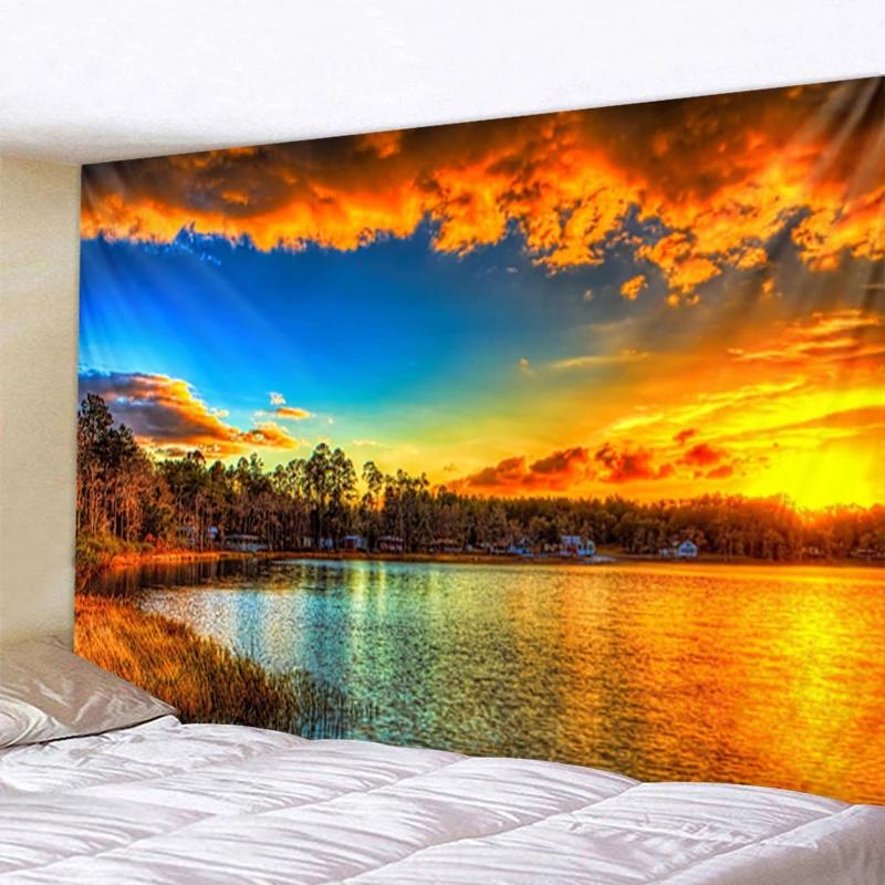 Wisząca na ścianę Boho Gobelin Mandala Dekoracja Artystyczna Piękny Krajobraz Wschodu i Zachodu Słońca Duży