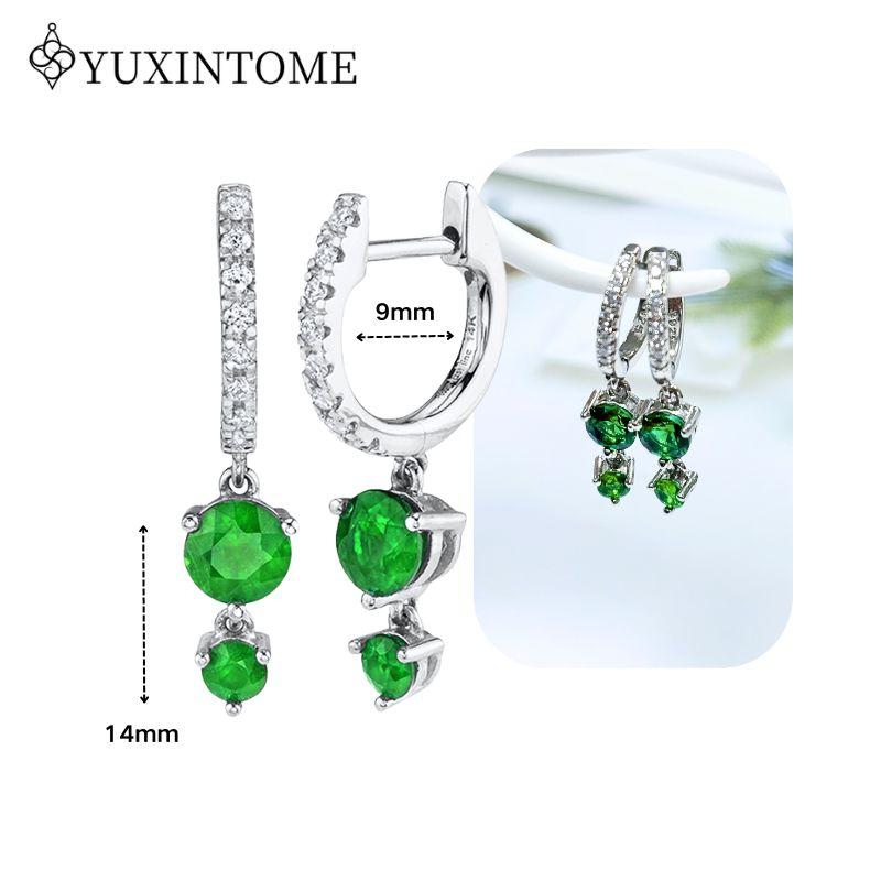 Turquoise 925 Silver Ear Needle Green Zircon vintage emerald Heart/Flower Pendant Hoop Earrings Fashion party Jewelry