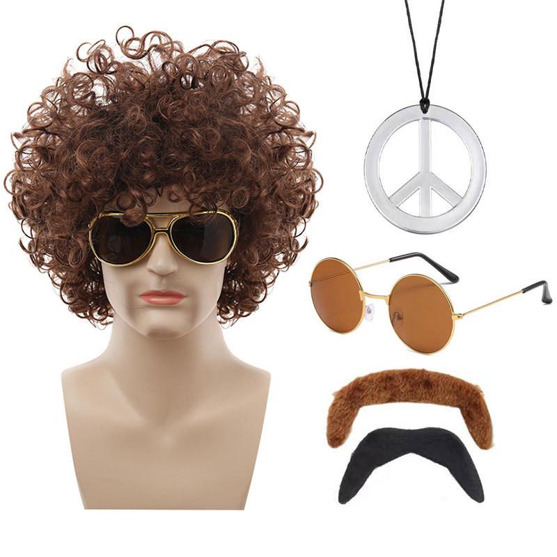 Colorful Coffee Brown Punk Wig For Halloween Parties With Accessories And Hairpieces